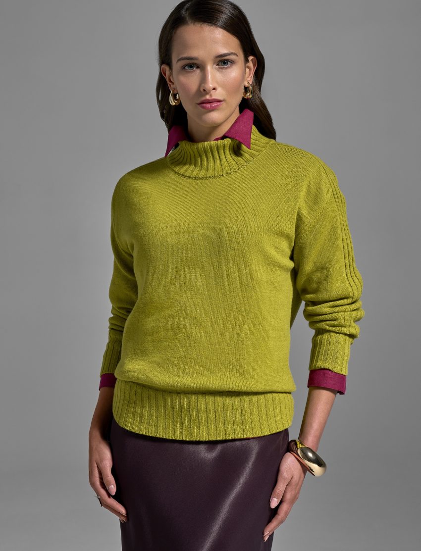 Women's wool turtleneck with a stand-up collar
