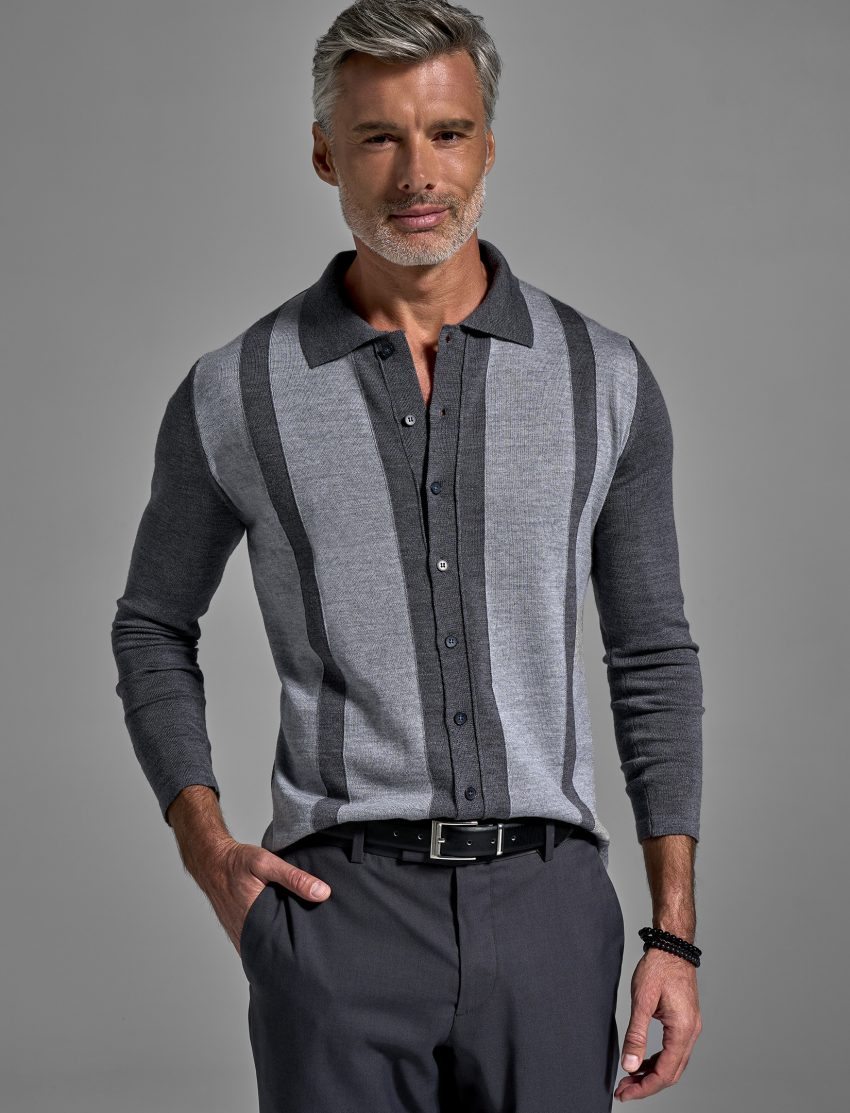 Men's Extrafine Merino Cardigan with Collar