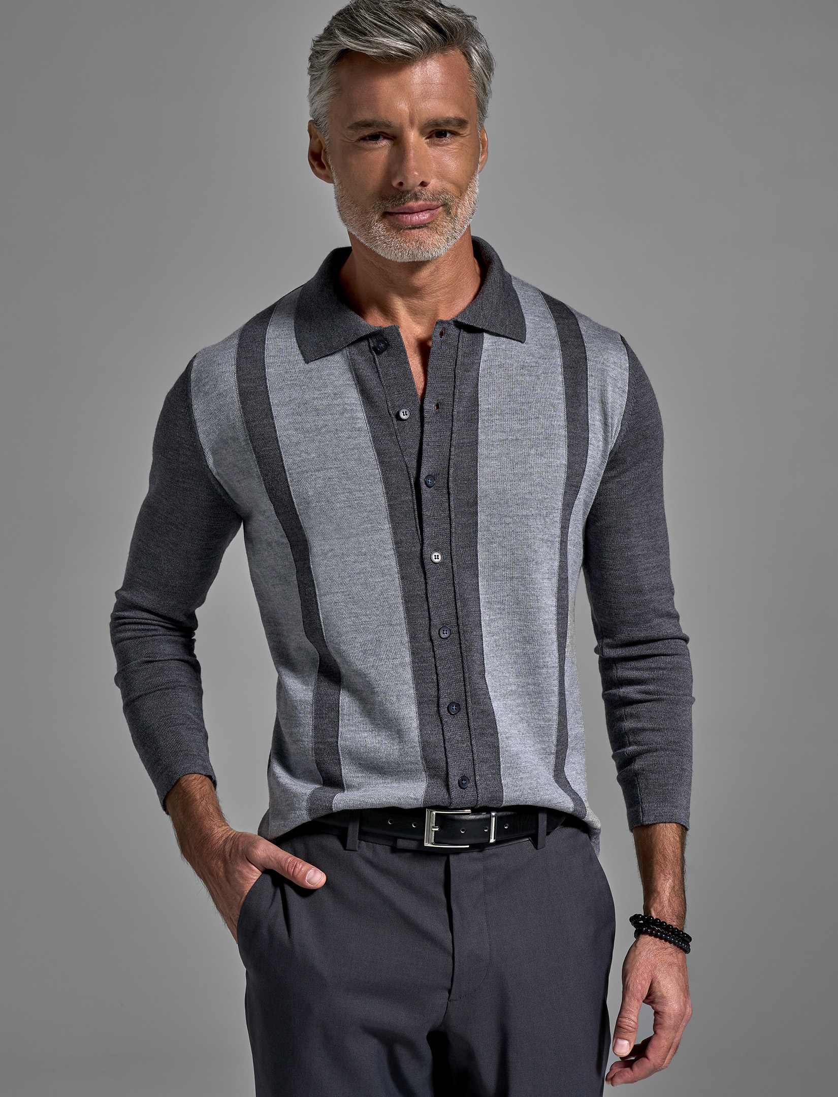 Men's Extrafine Merino Cardigan with Collar