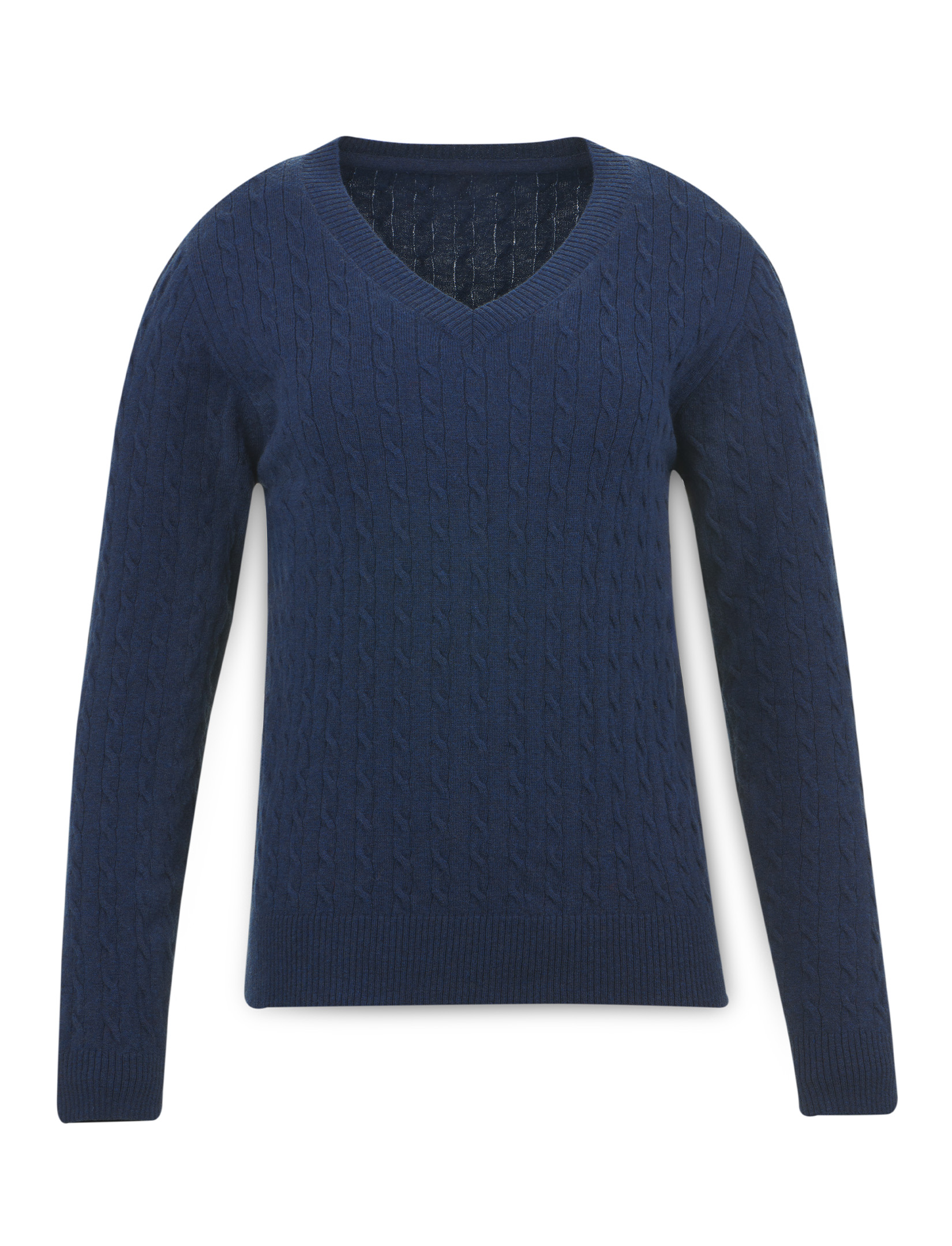 Women's cable merino V-neck sweater