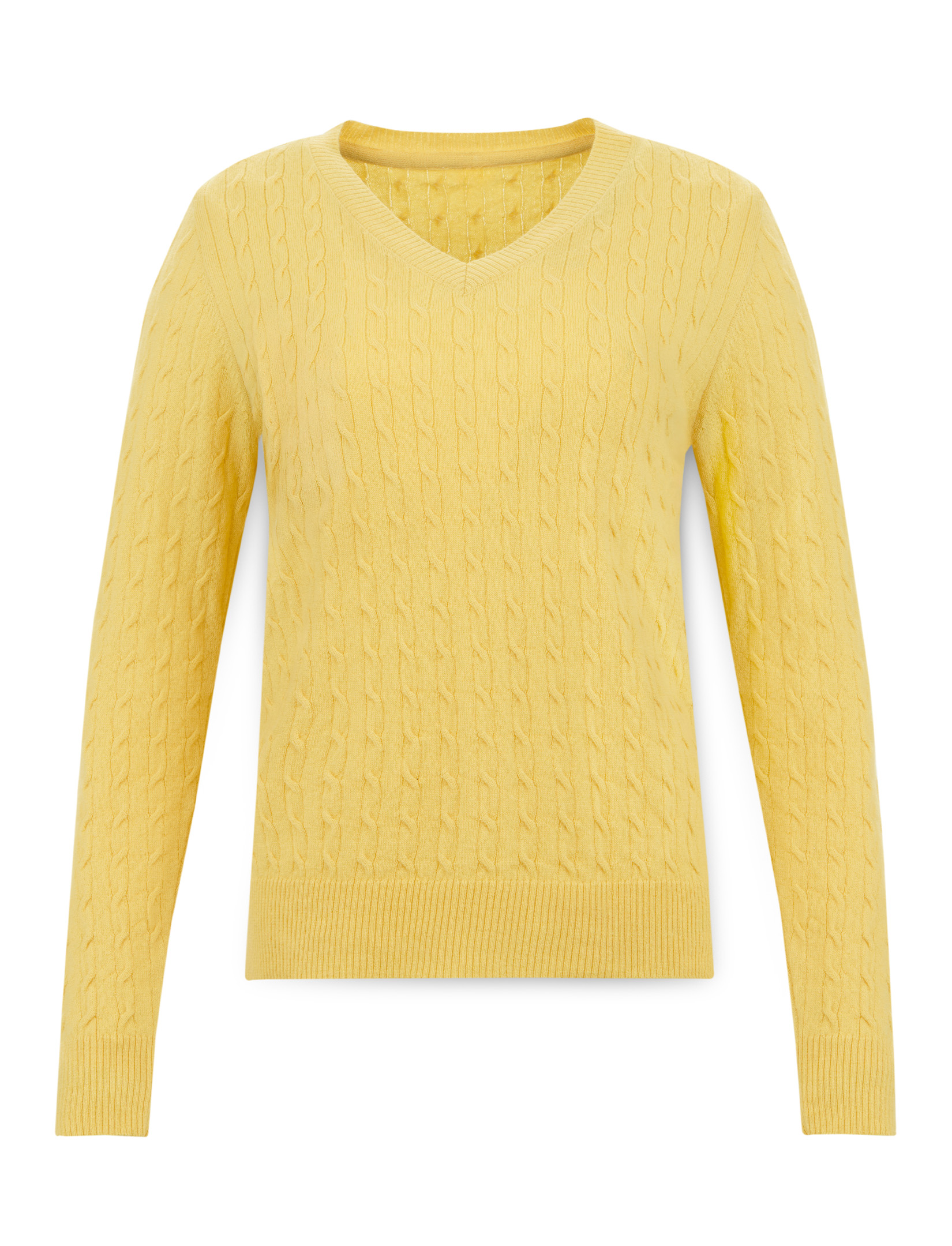Women's cable merino V-neck sweater