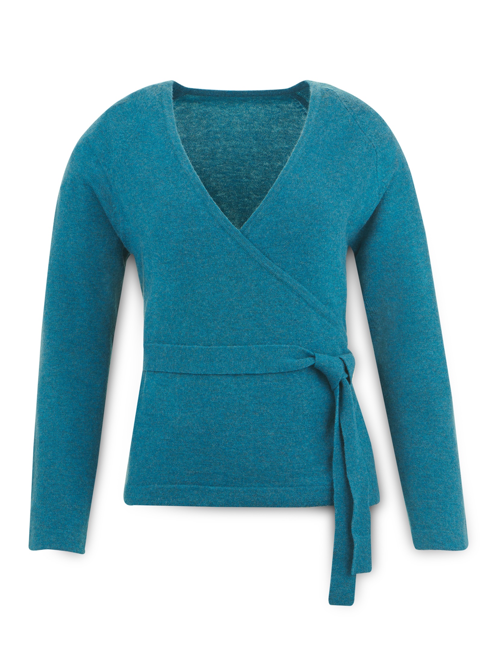 Women's extrafine merino wool wrap sweater