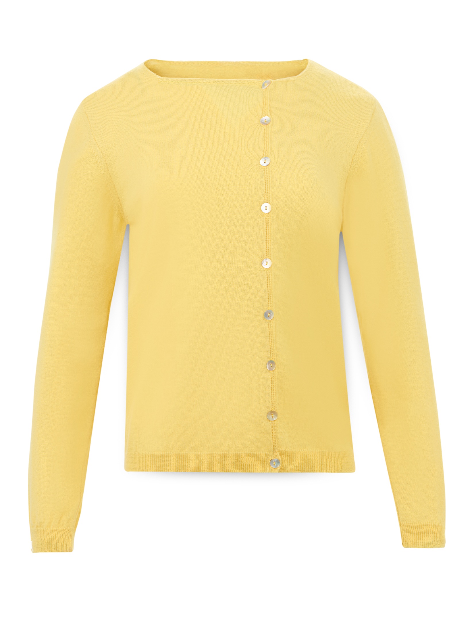 Women's merino wool cardigan with asymmetric buttonline