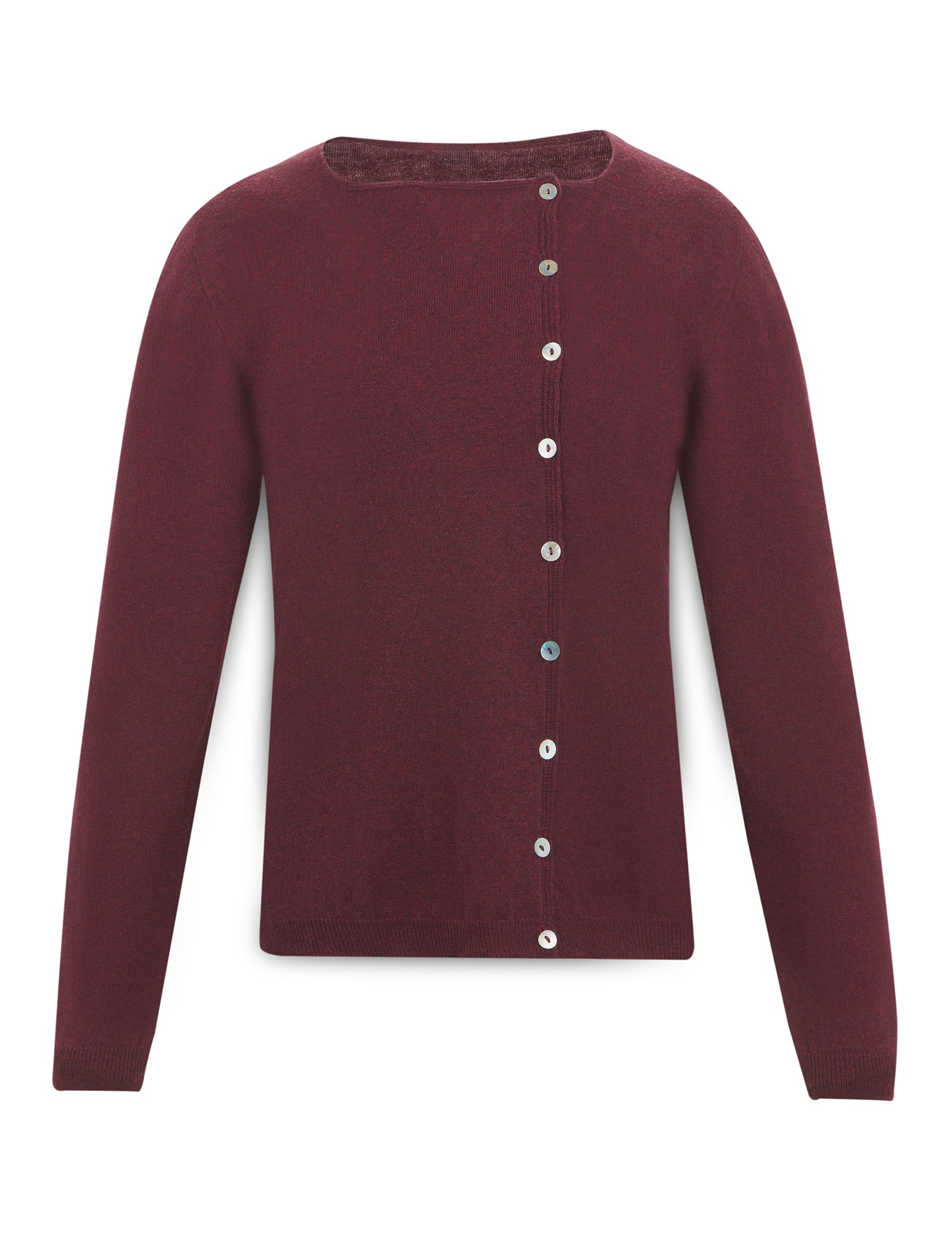 Women's merino wool cardigan with asymmetric buttonline