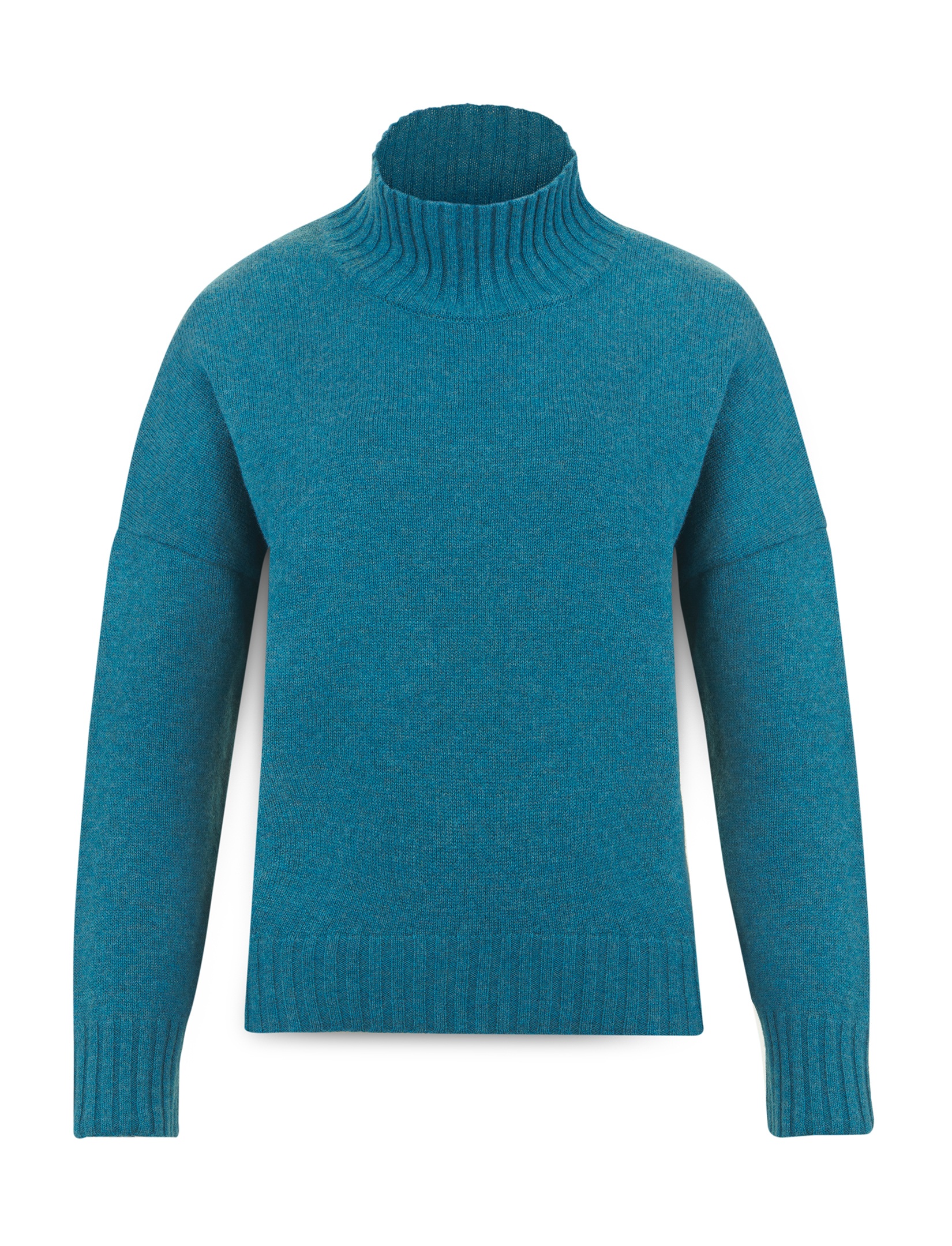 Women's merino turtleneck with stand-up collar