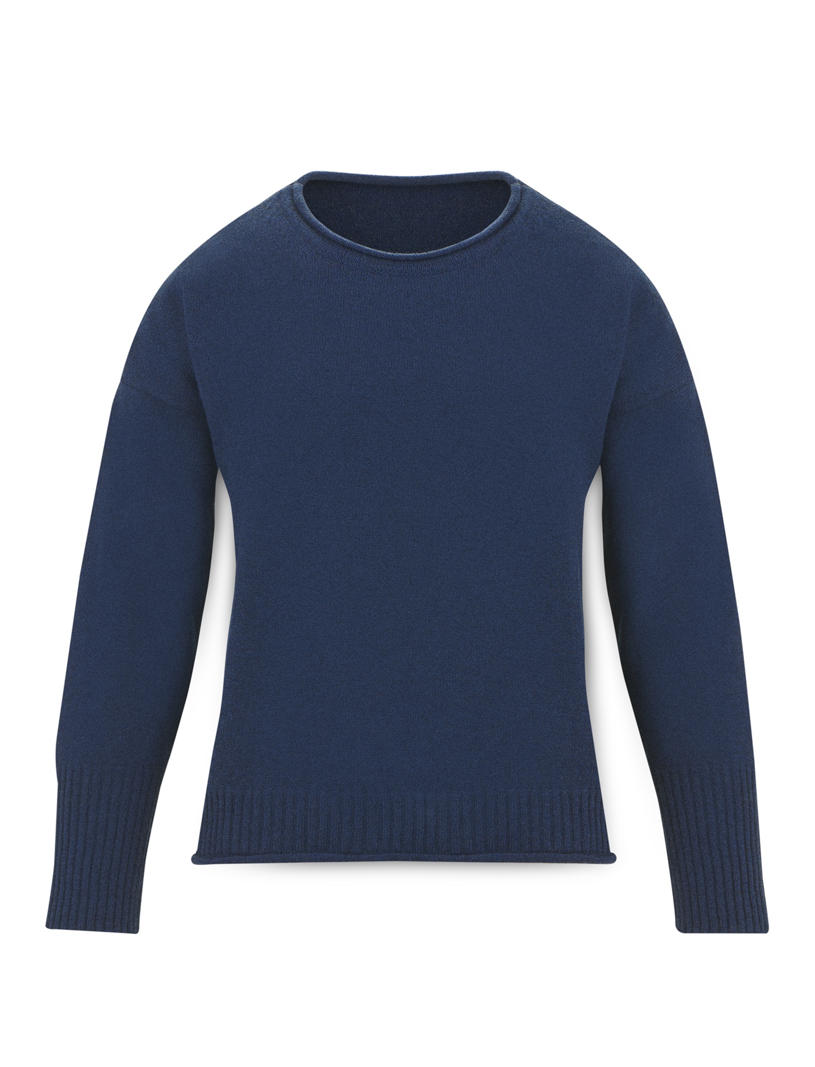 Women's rolled roundneck wool sweater