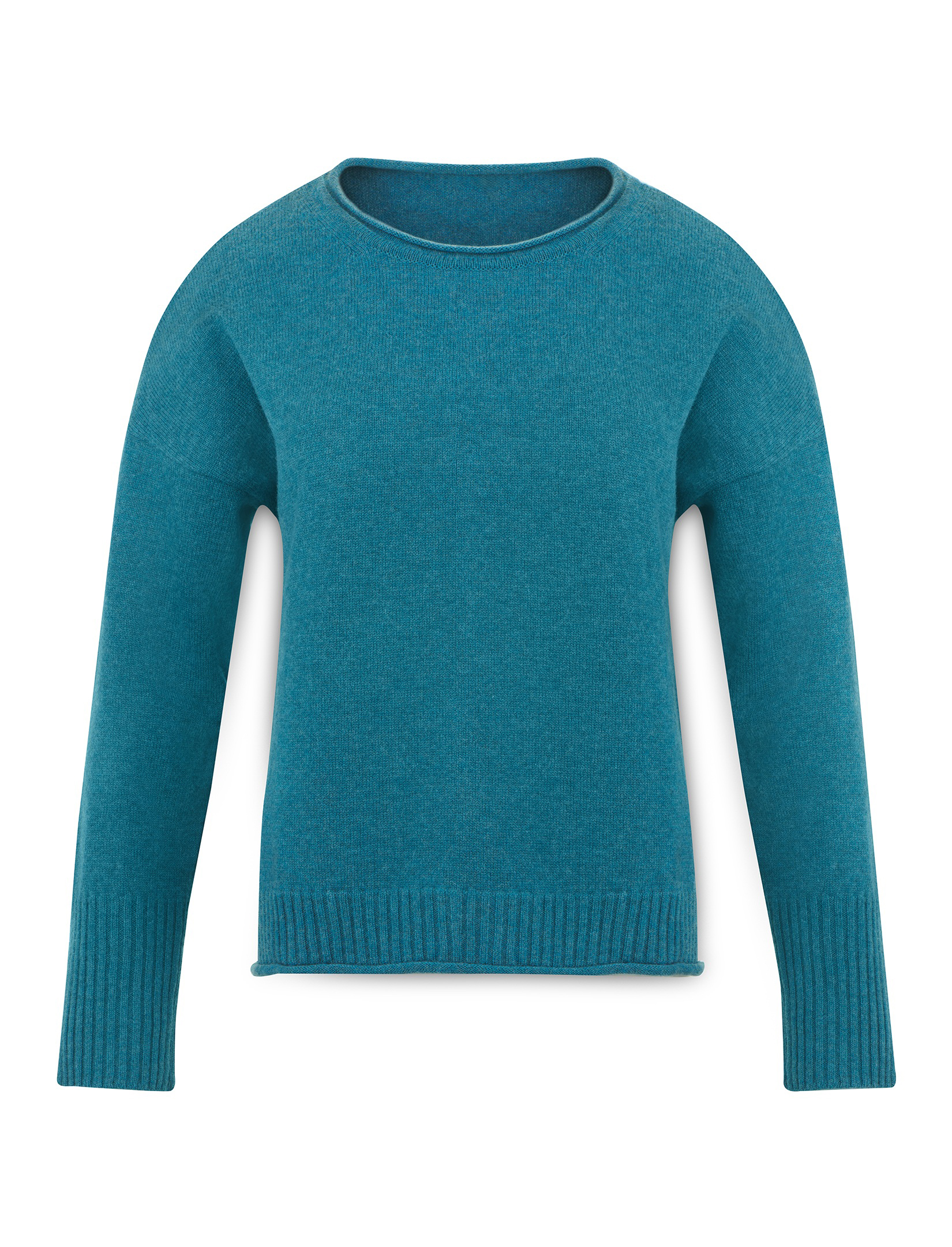 Women's rolled roundneck wool sweater