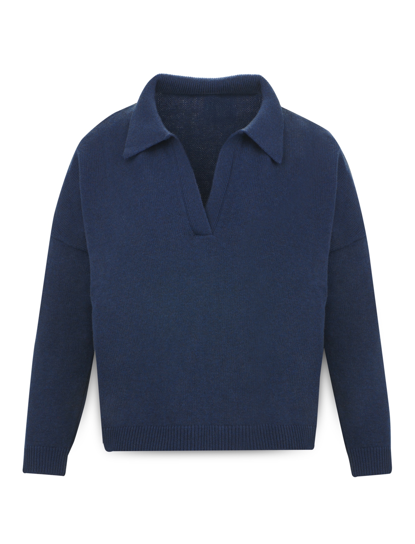 Women’s boxy wool sweater with polo collar