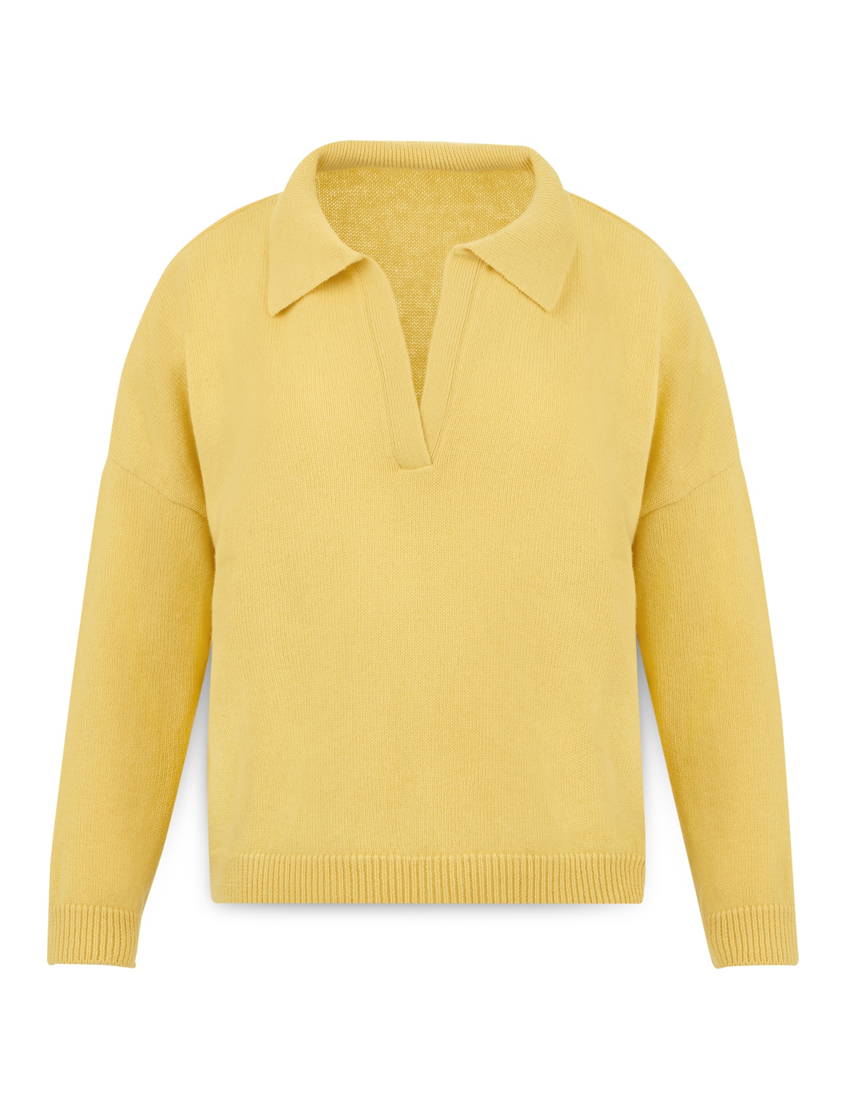 Women’s boxy wool sweater with polo collar