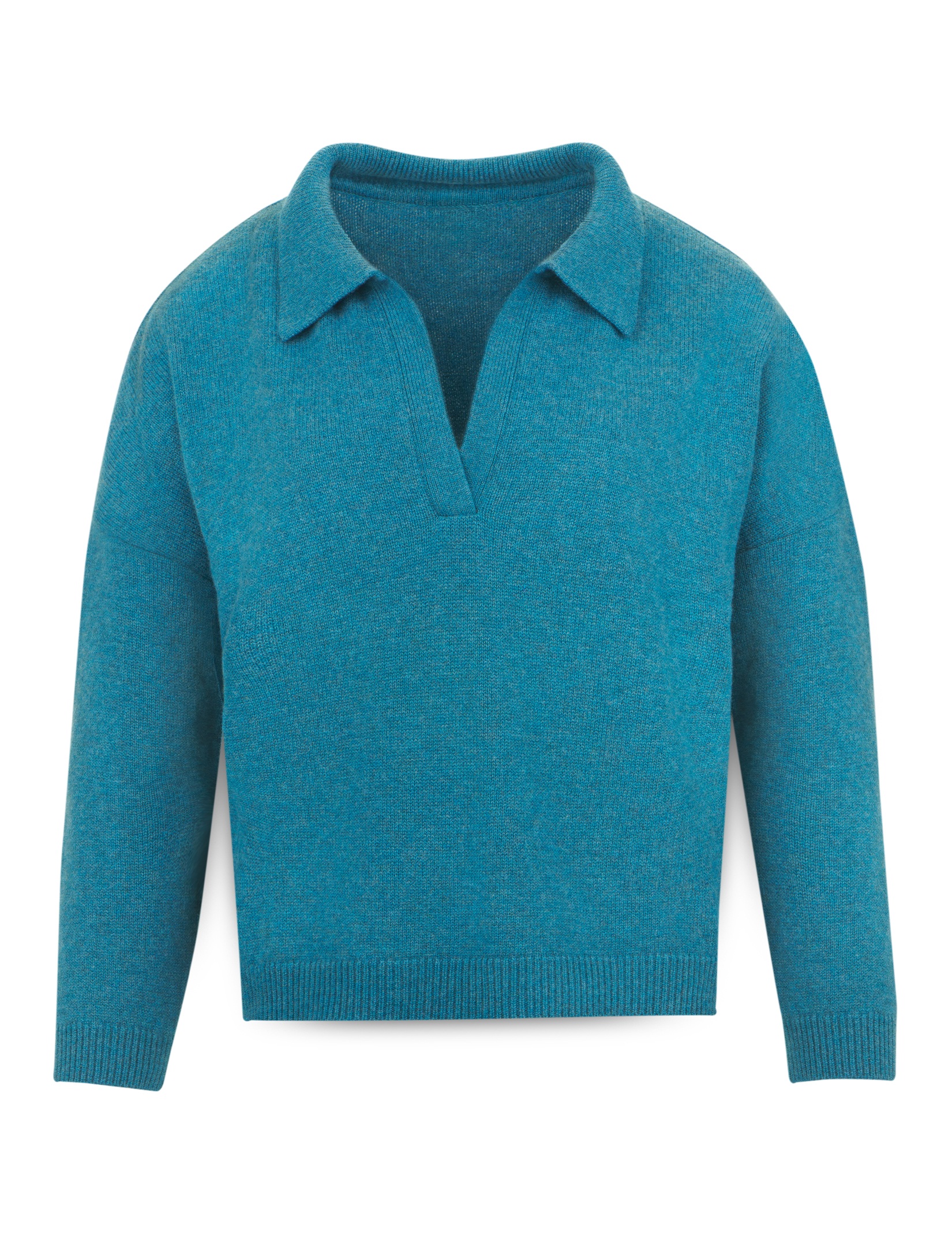 Women’s boxy wool sweater with polo collar