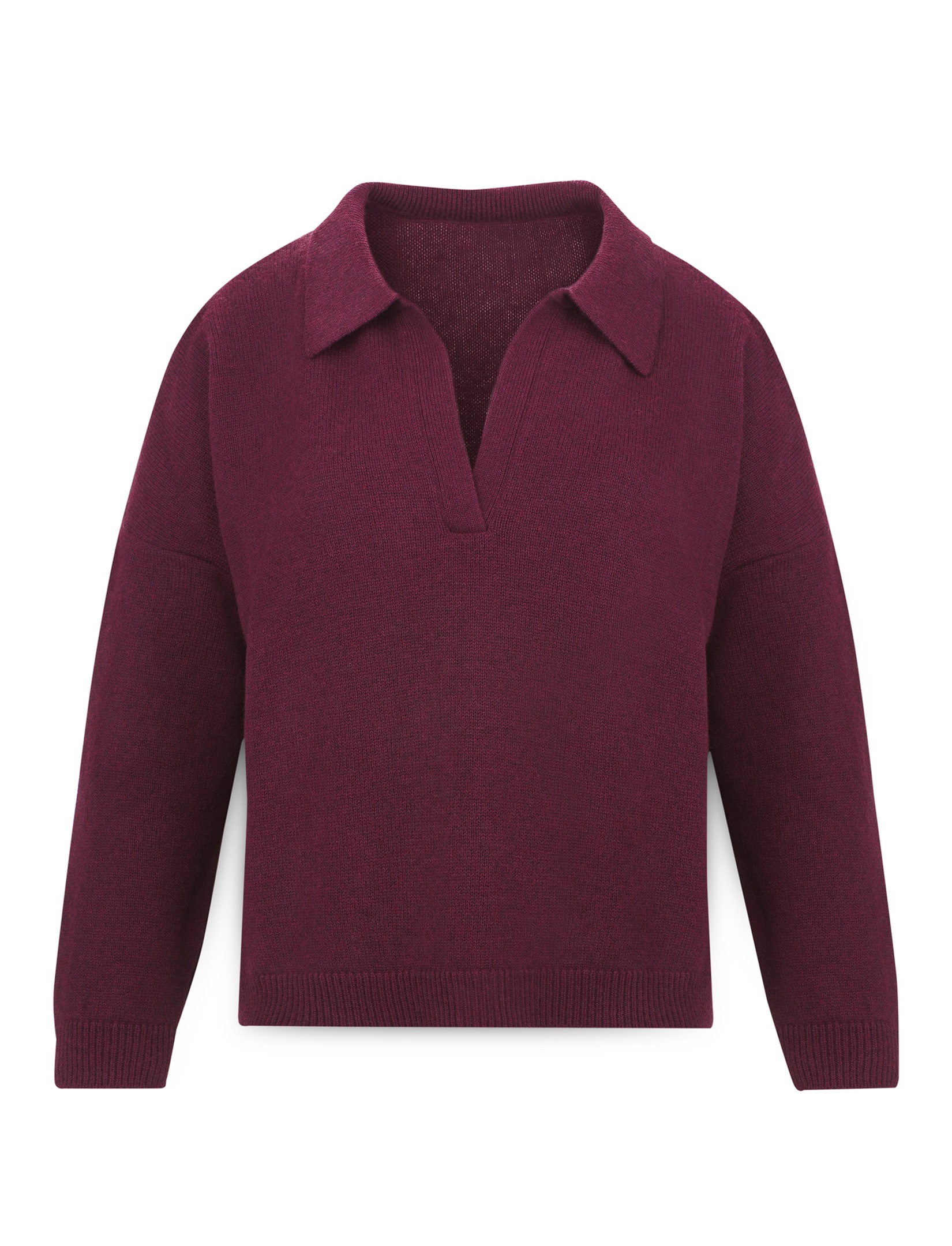 Women’s boxy wool sweater with polo collar