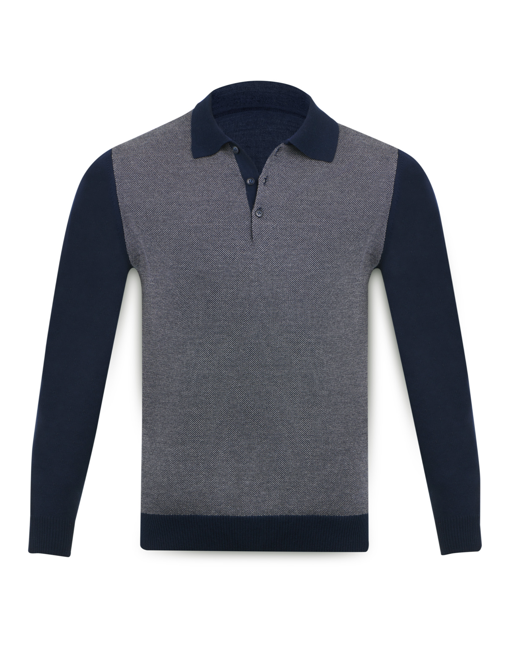 Men's merino sweater with polo collar