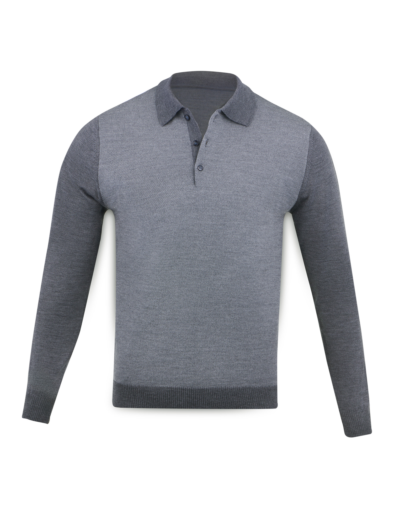 Men's merino sweater with polo collar