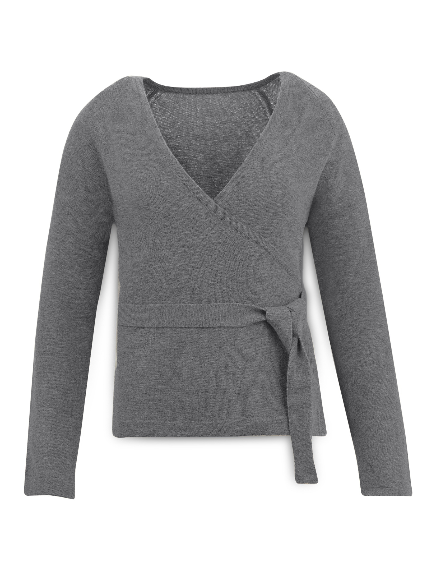 Women's extrafine merino wool wrap sweater