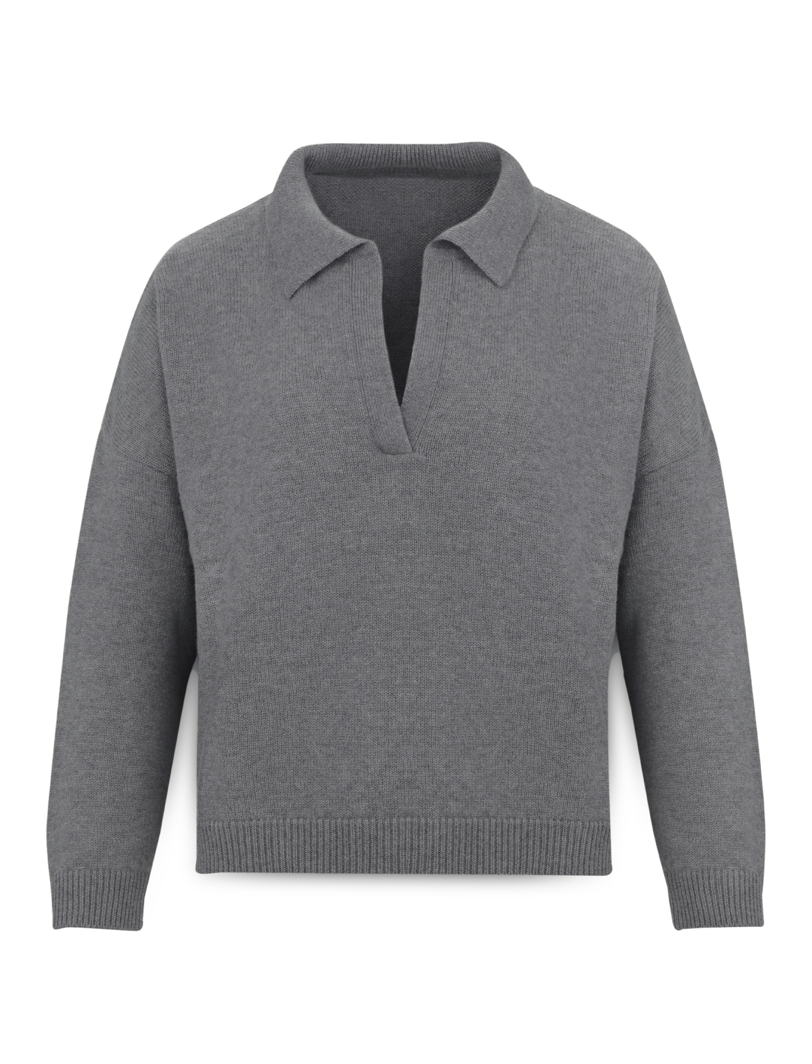 Women’s boxy wool sweater with polo collar