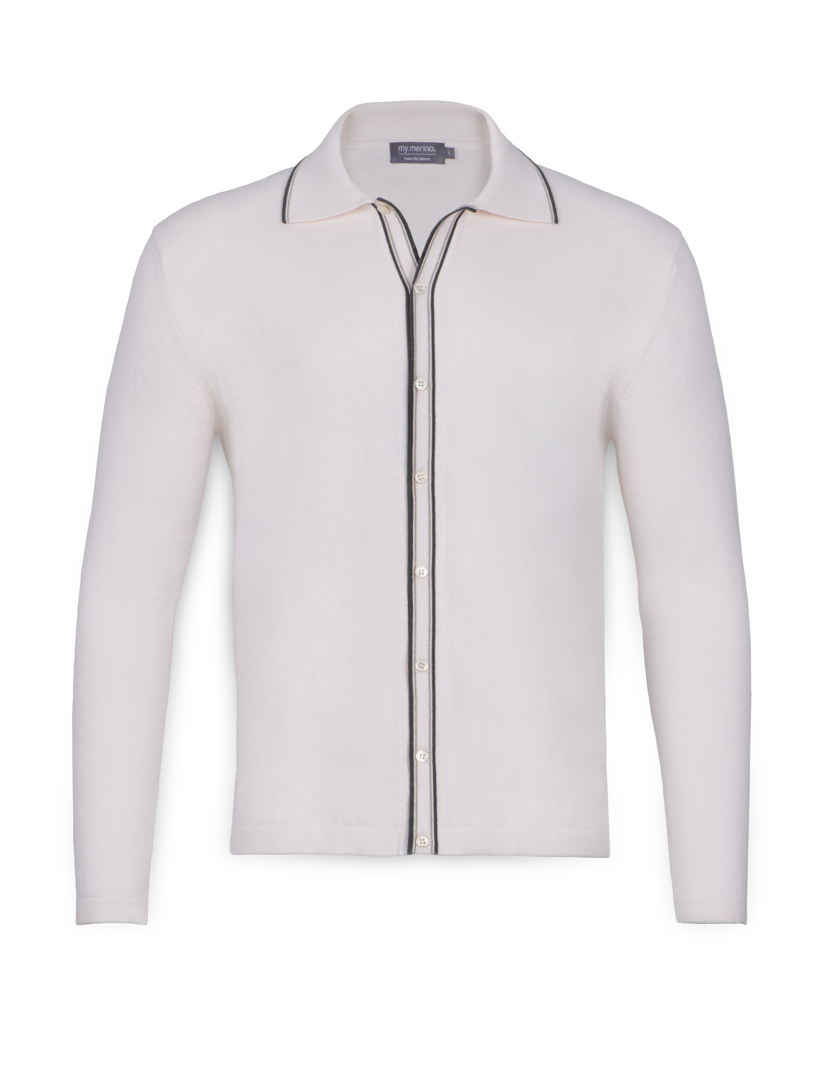 Men’s Knitted Shirt Cardigan – Cotton Cashmere Blend - Image 2