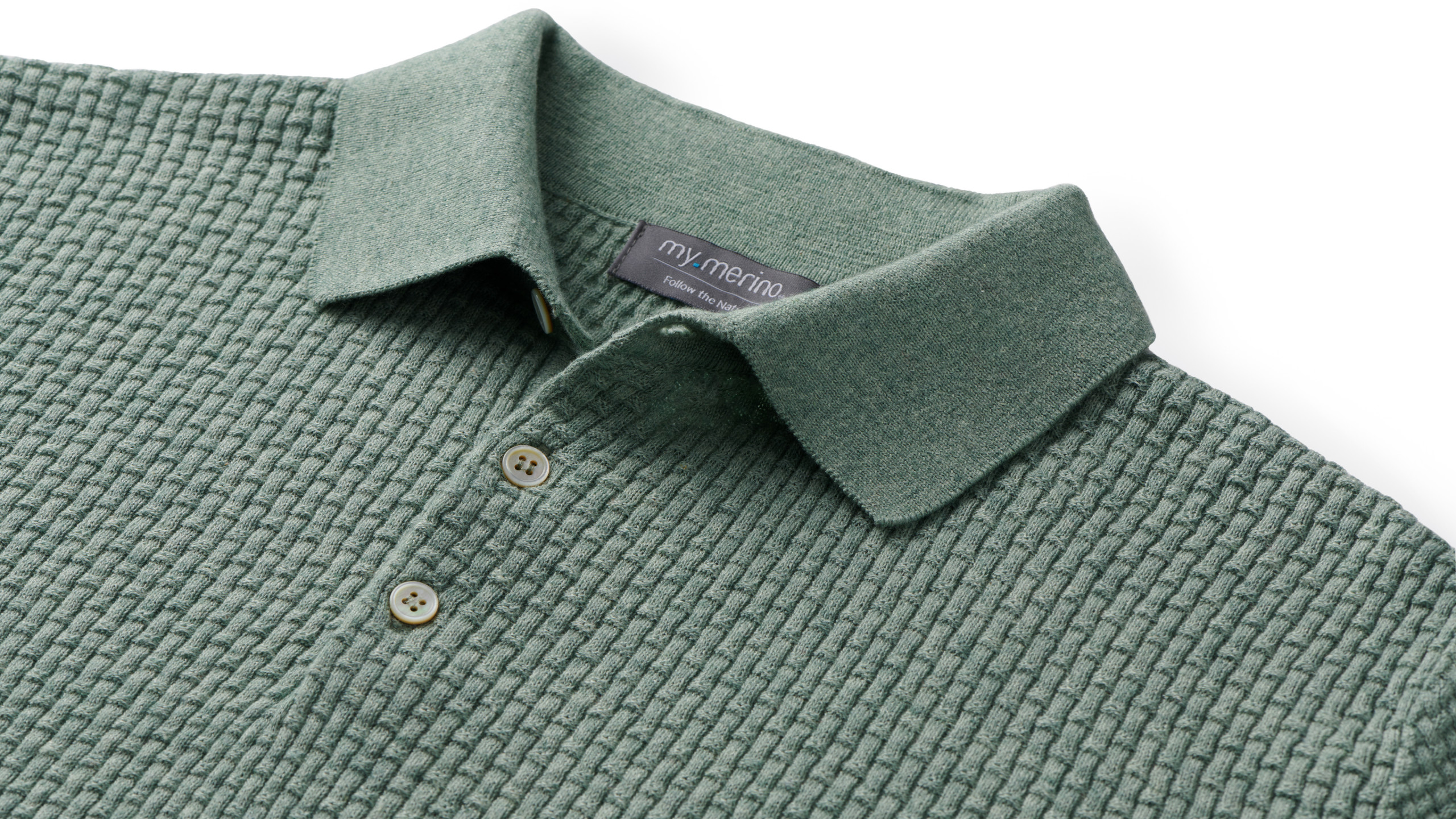 Men’s Waffle Knit Polo – Cotton Cashmere Blend - Image 5