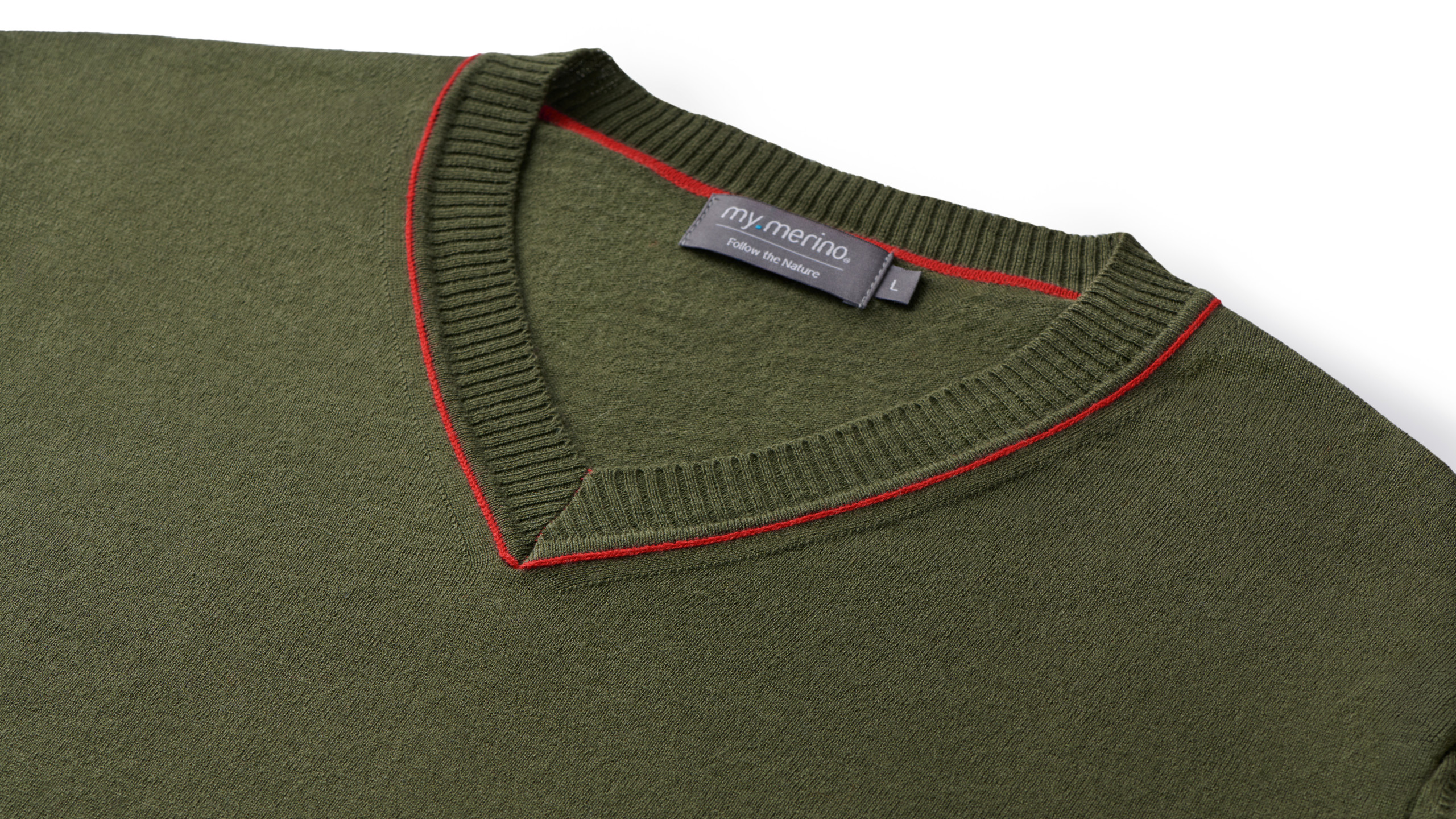 Men’s V-Neck Pullover with Contrast Trim – Cotton Cashmere Blend - Image 5
