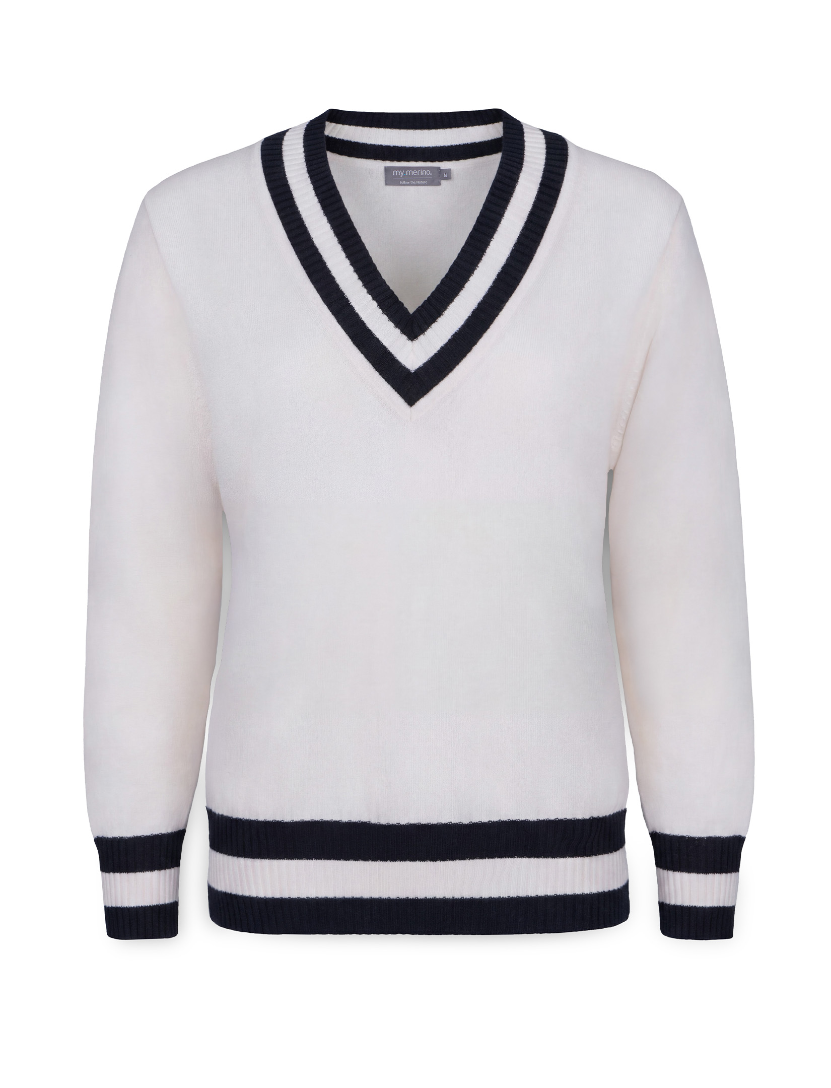 Women’s Sporty V-Neck Sweater – Luxury Cricket Style of Cotton Cashmere Blend