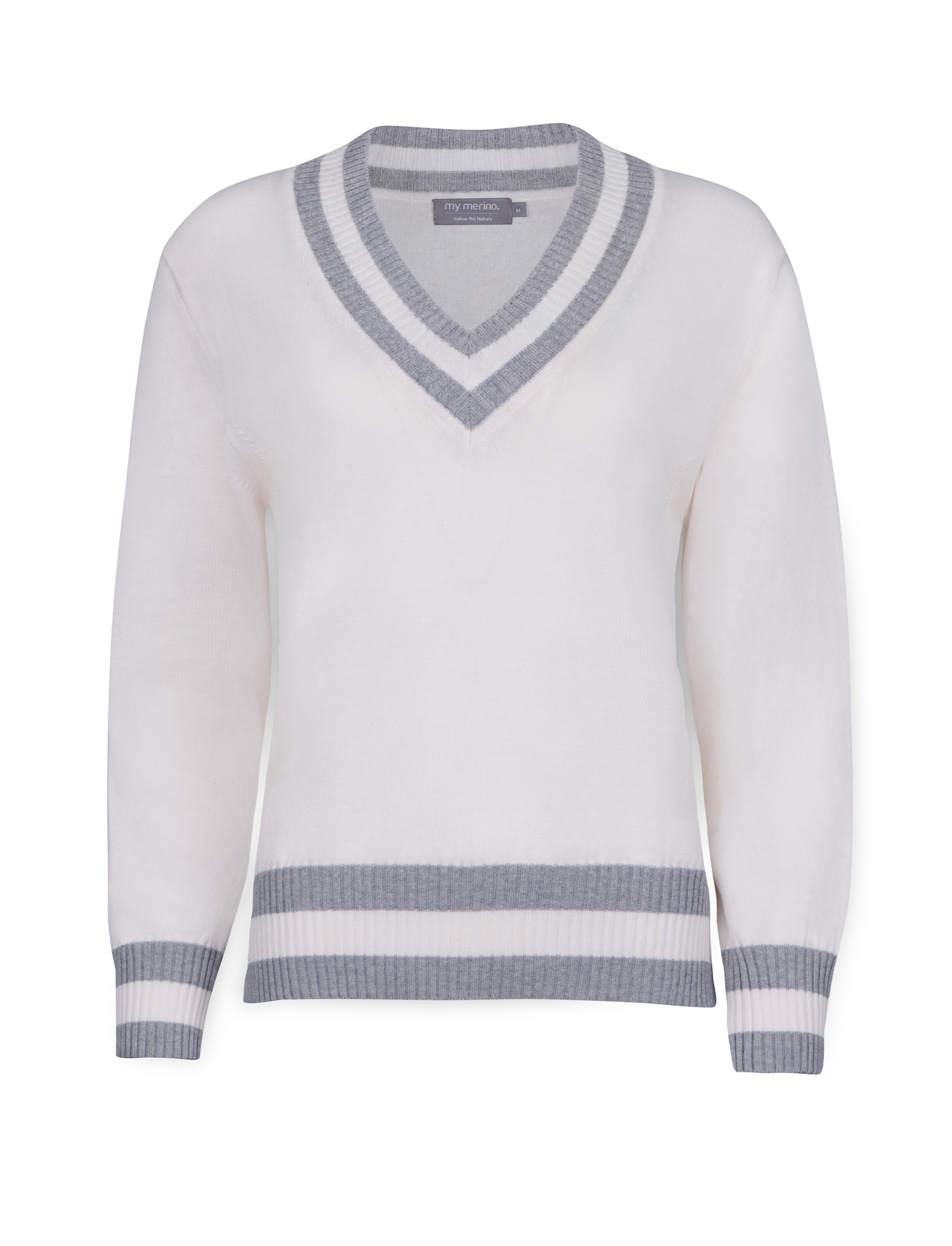 Women’s Sporty V-Neck Sweater – Luxury Cricket Style of Cotton Cashmere Blend