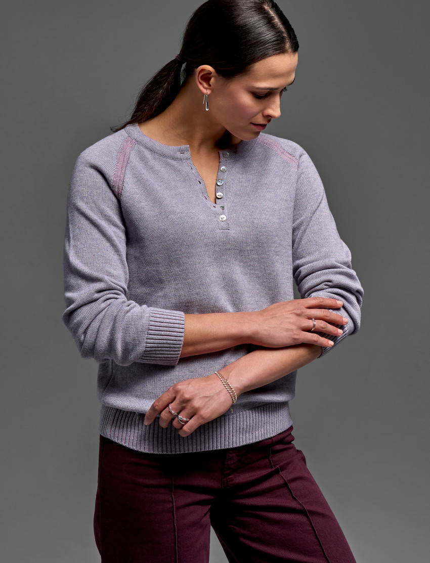 Women’s Cotton Cashmere Henley Sweater