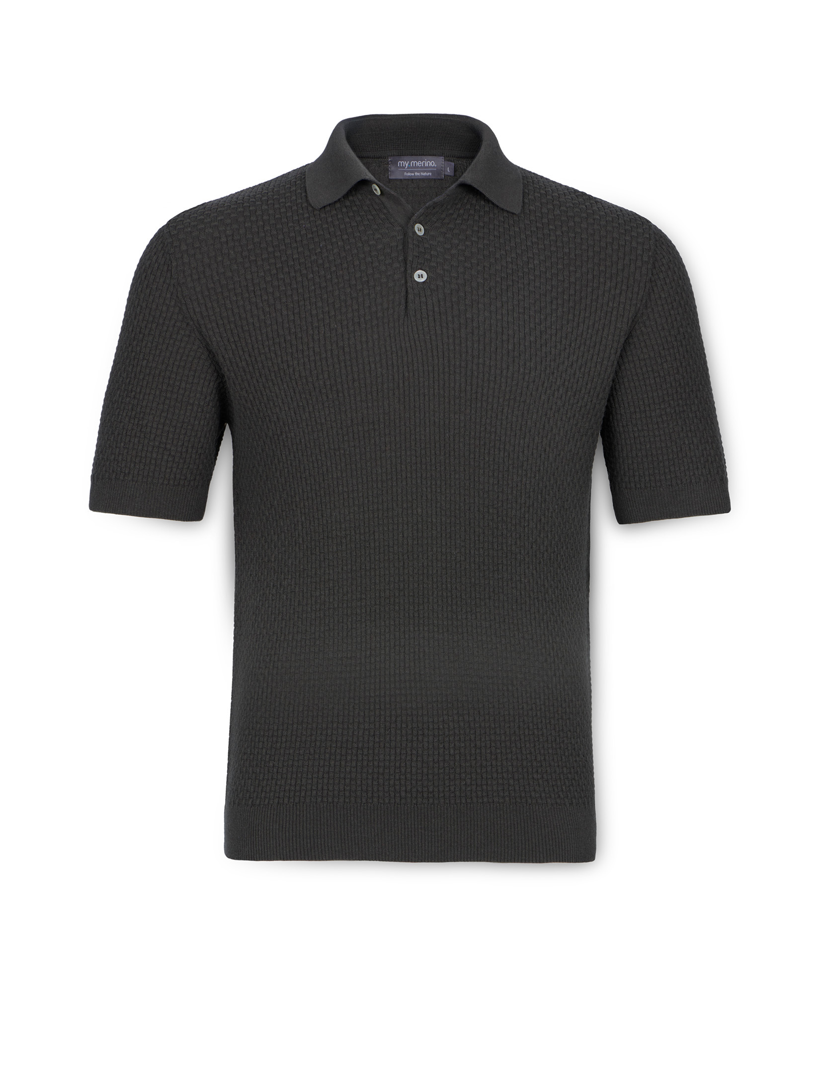Men’s Waffle Knit Polo – Cotton Cashmere Blend